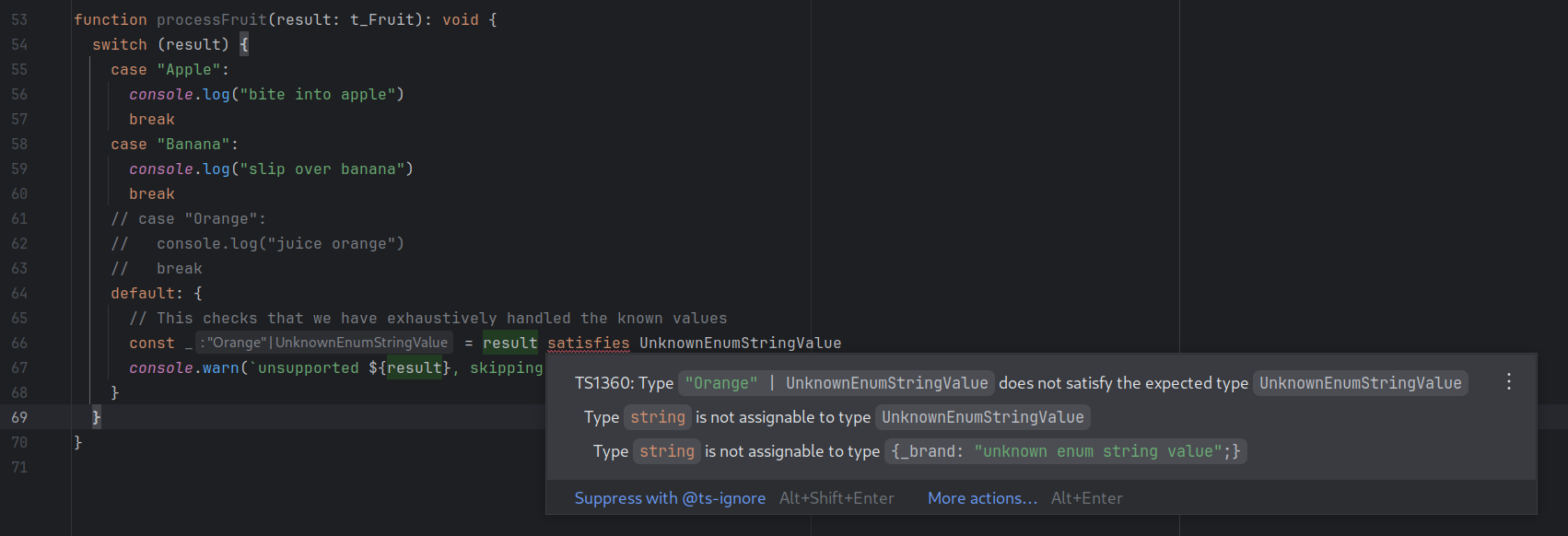 Example exhaustiveness error message